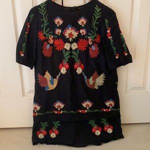 Zara floral embroidered dress